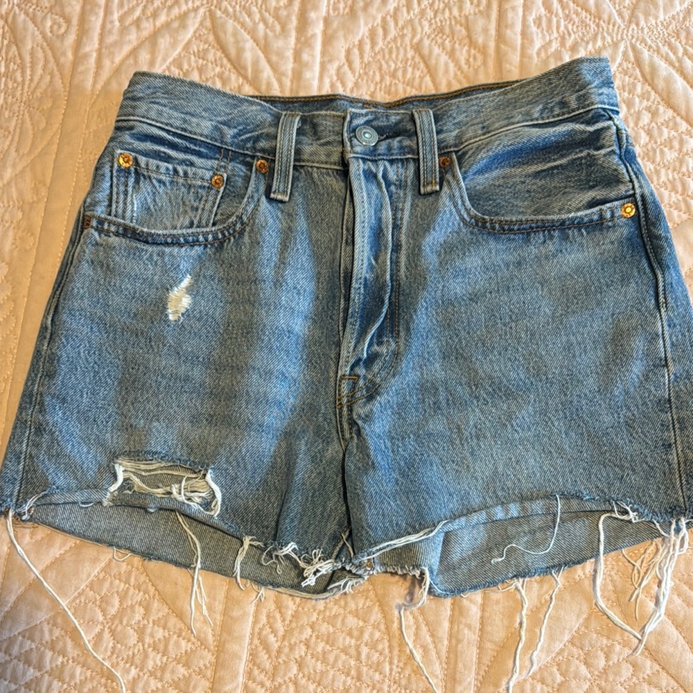 Levi's Light Blue Distressed Jean Shorts Size 26